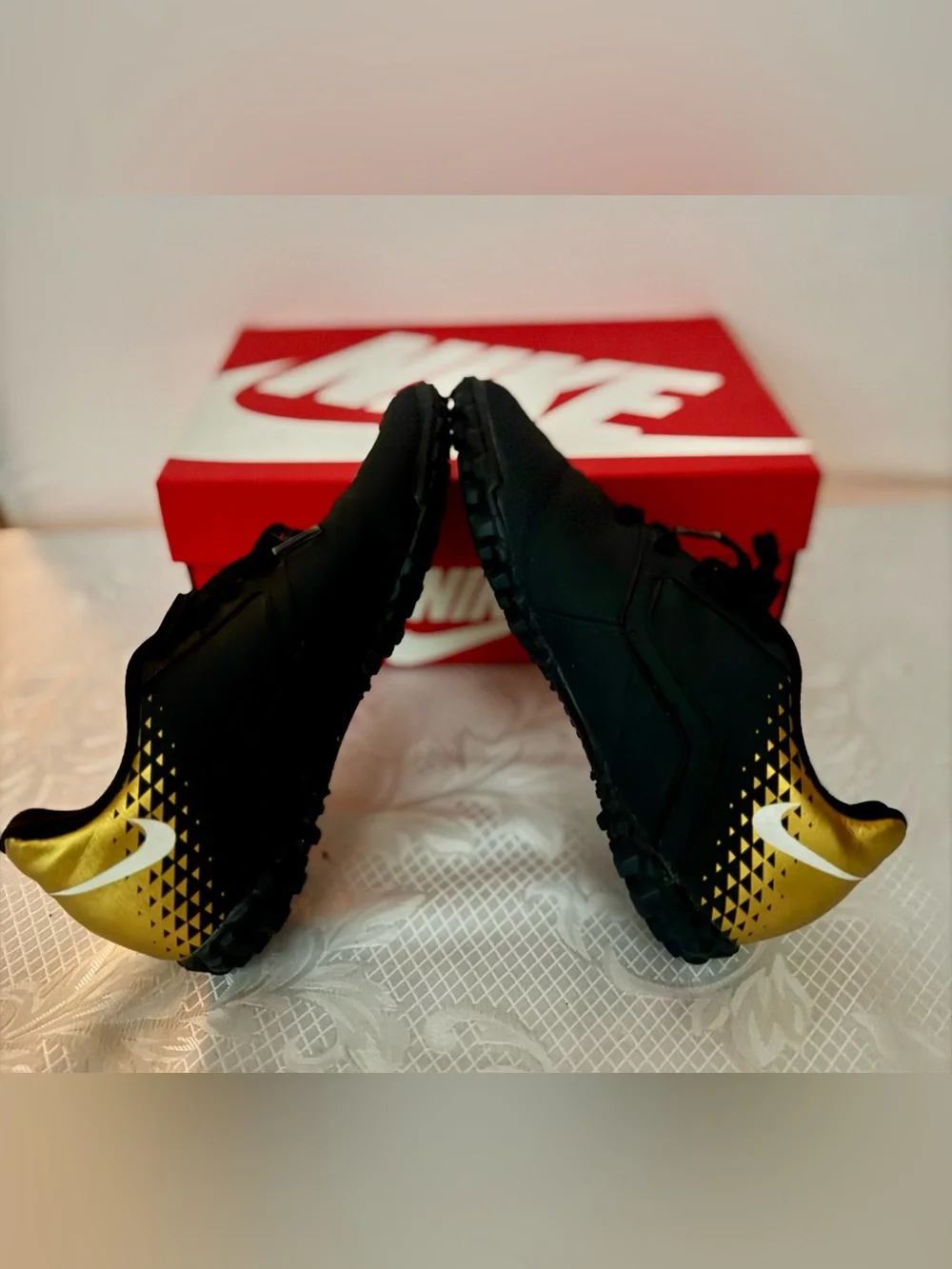 Nike Youth JR Bomba TF Black & Gold Turf Shoe